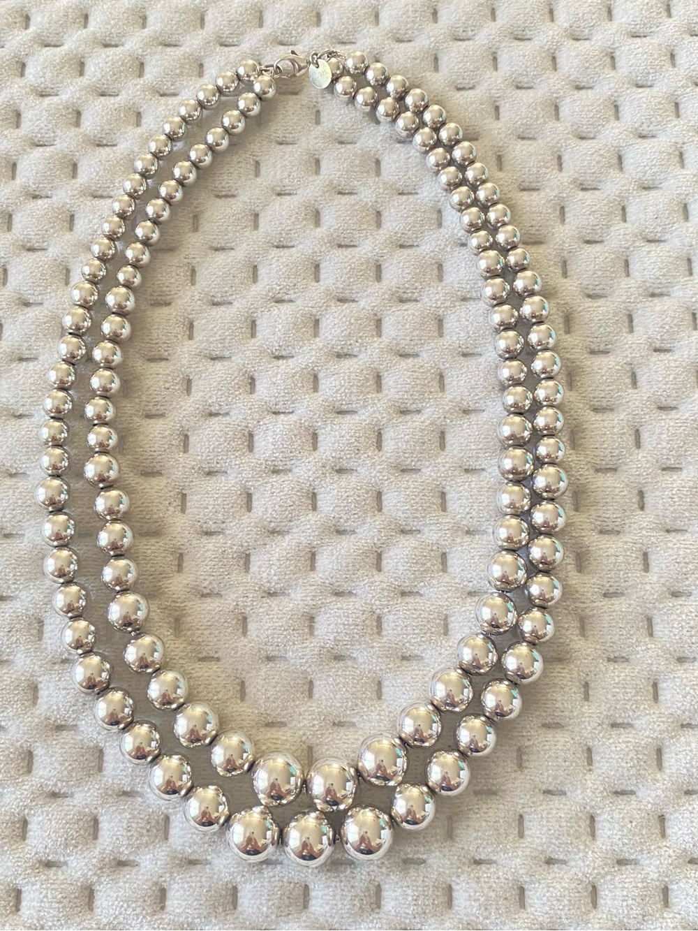 Tiffany & Co. Graduated Double Strand Silver Bead Necklace